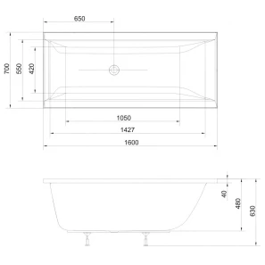 Изображение товара акриловая ванна 160x70 см alpen cleo 73611
