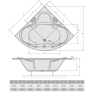 Изображение товара акриловая ванна 140x140 см alpen simona a06111