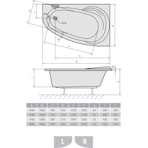 Изображение товара акриловая ванна 150x100 см r alpen naos 19111