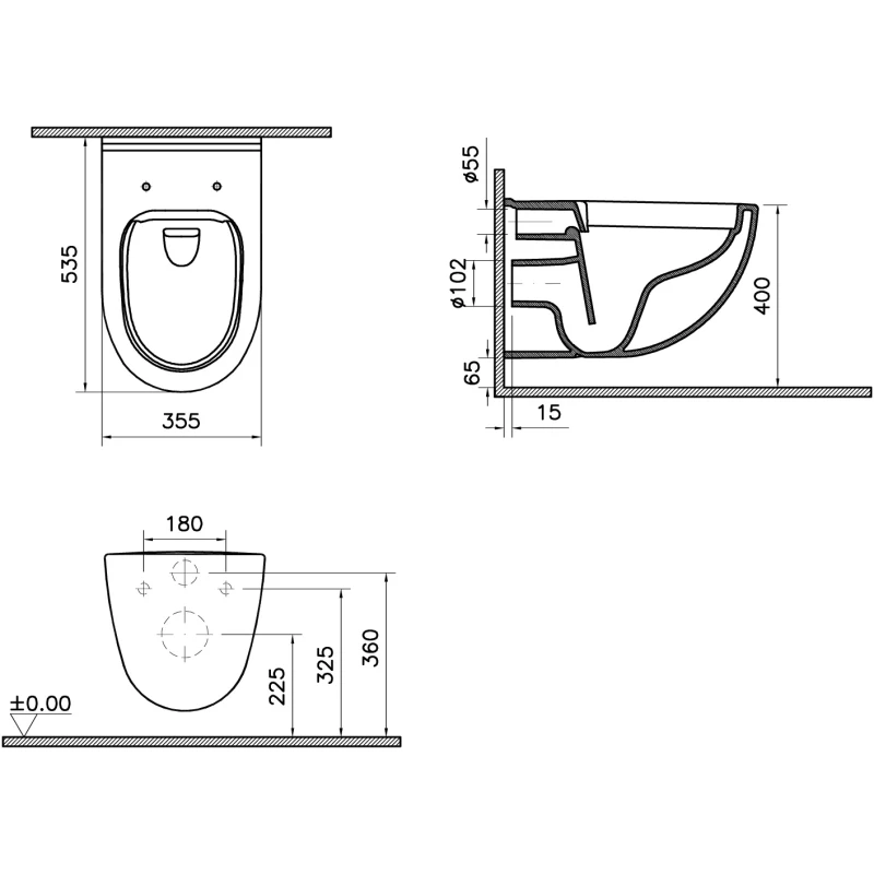 Комплект подвесной унитаз + система инсталляции VitrA S40 SmoothFlush 9860B003-7200