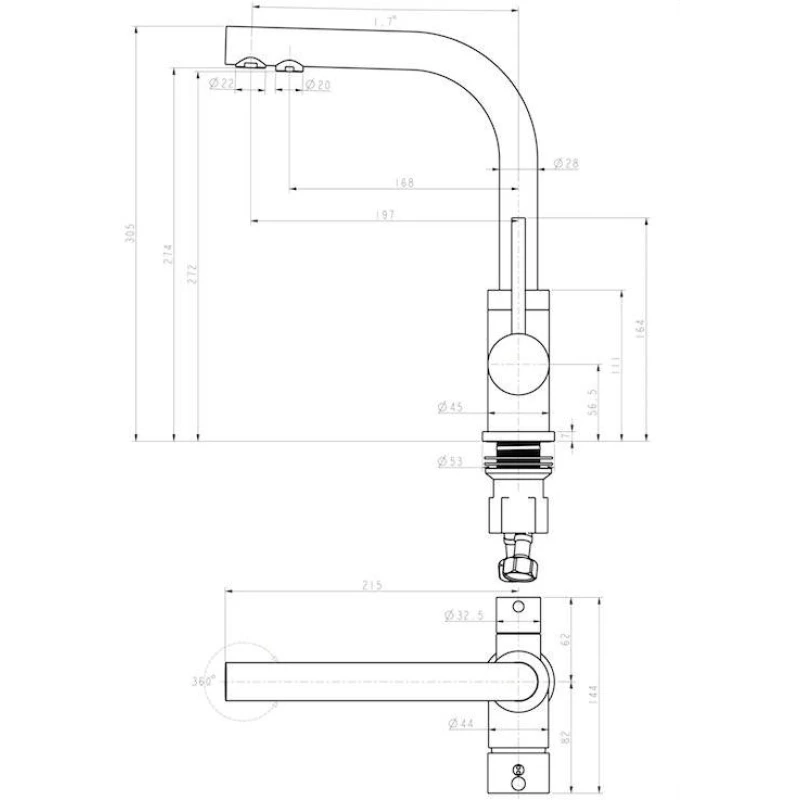 Смеситель для кухни с подключением к фильтру Paulmark Essen Es213011-CHCR