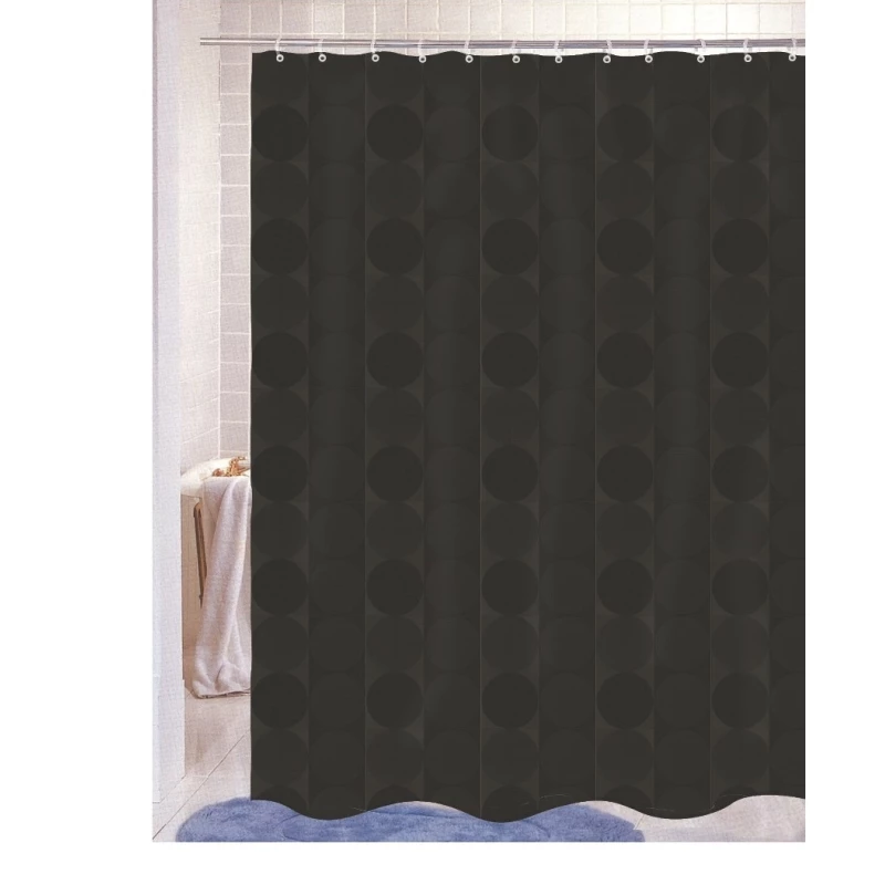 Штора для ванной комнаты Carnation Home Fashions Jacquard Black Circle FSCJAC/16