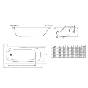 Изображение товара стальная ванна 170x70 см отверстиями для ручек blb universal hg b70h handles