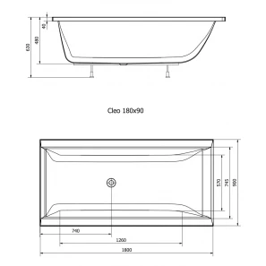Изображение товара акриловая ванна 180x90 см alpen cleo 13111