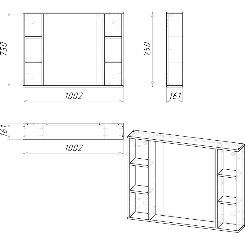 Комплект мебели дуб сонома/серый матовый 101,2 см Grossman Флай 101002 + 30513 + 201001