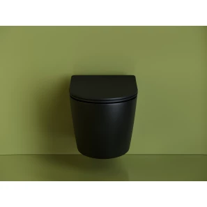 Изображение товара унитаз подвесной ceramica nova uno cn11001mb безободковый, с сиденьем микролифт, черный матовый