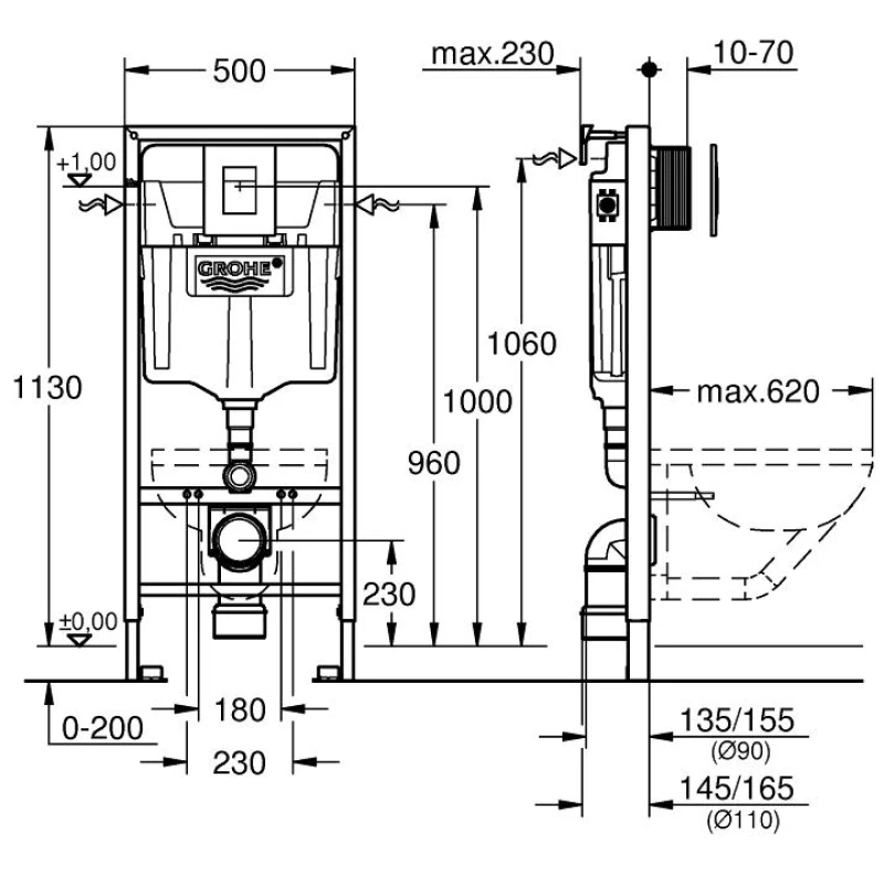Комплект подвесной унитаз Grossman GR-4440BMS + система инсталляции Grohe 38811kf0
