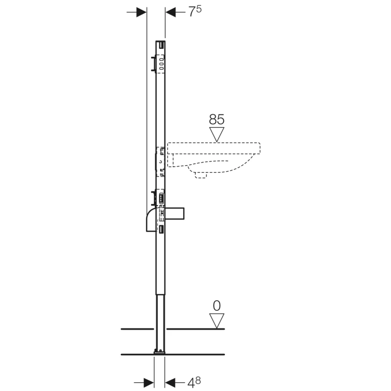 Монтажный элемент для умывальника, H130, настенный смеситель наружного монтажа Geberit Duofix 111.452.00.1