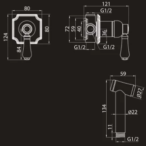 Изображение товара гигиенический душ elghansa terrakotta 34c0686-black (set-84) со смесителем, черный матовый