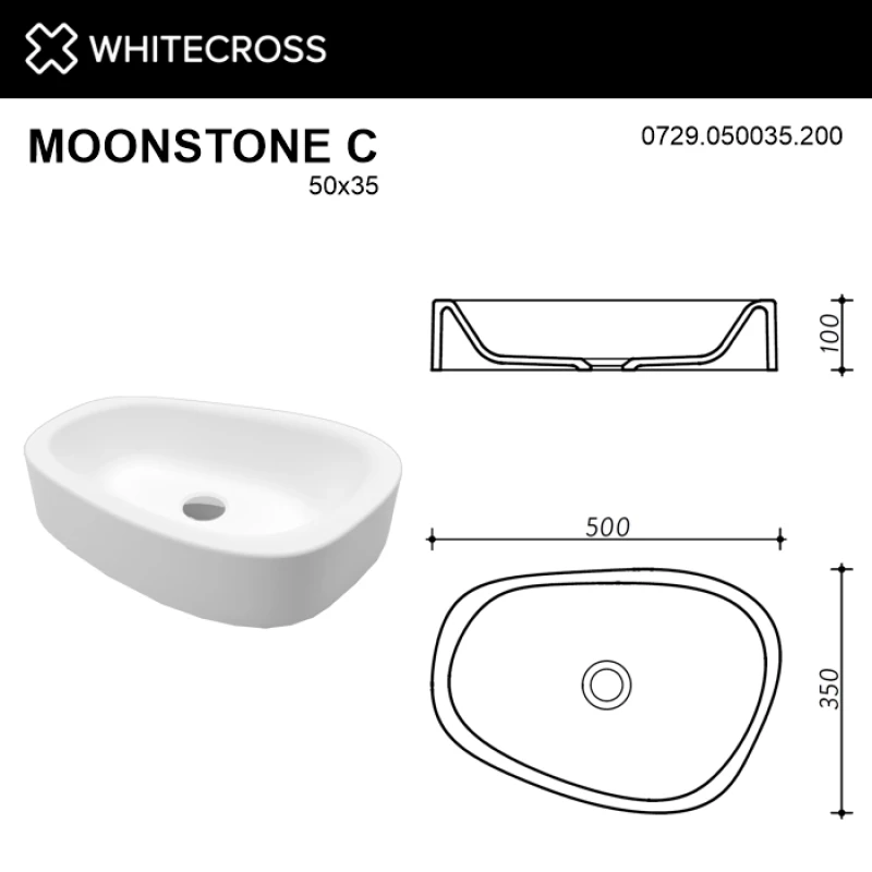 Раковина 50x35 см Whitecross Moonstone C 0729.050035.200