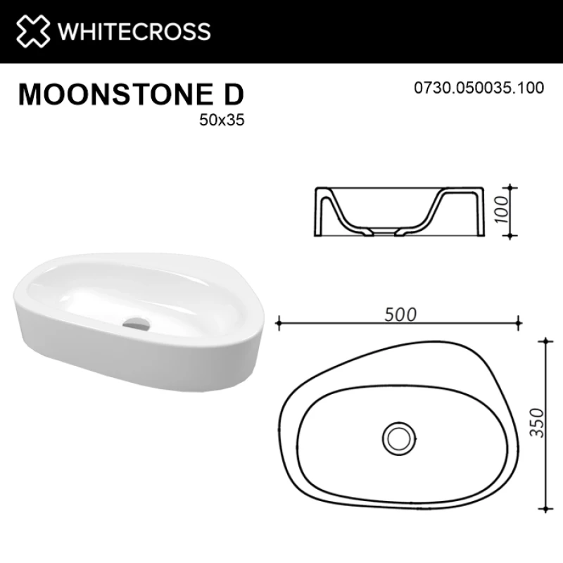 Раковина 50x35 см Whitecross Moonstone D 0730.050035.100