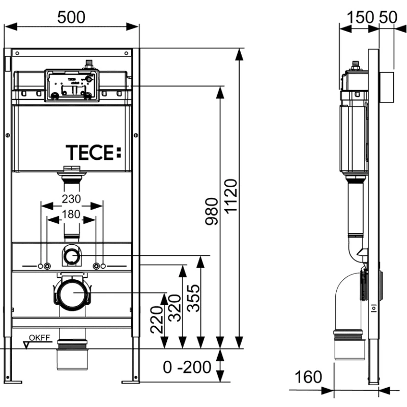 Монтажный элемент для подвесного унитаза + смывная клавиша Tece TECEloop 2.0 белый K440920