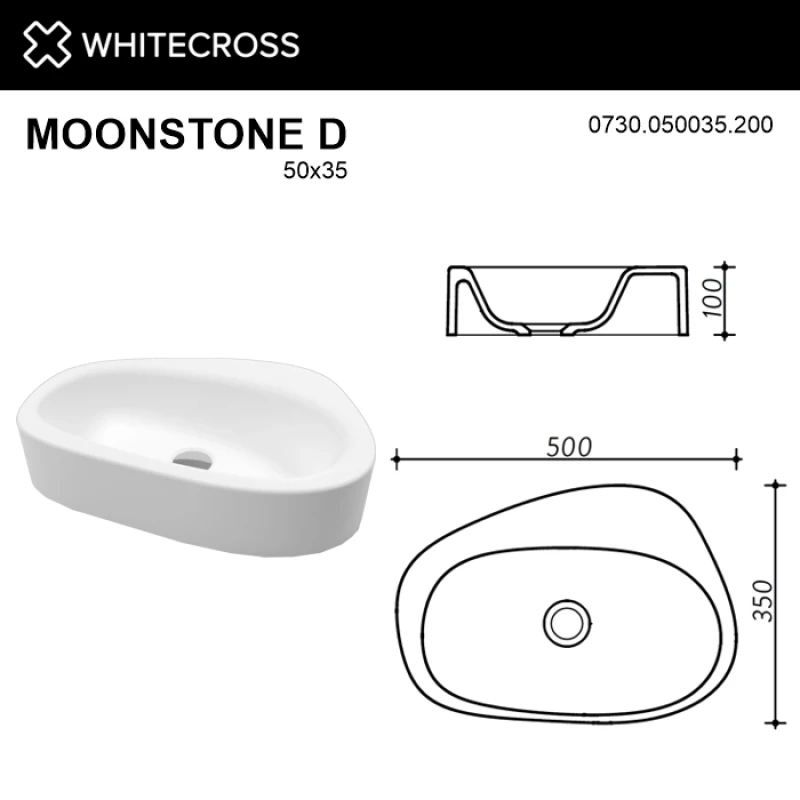 Раковина 50x35 см Whitecross Moonstone D 0730.050035.200