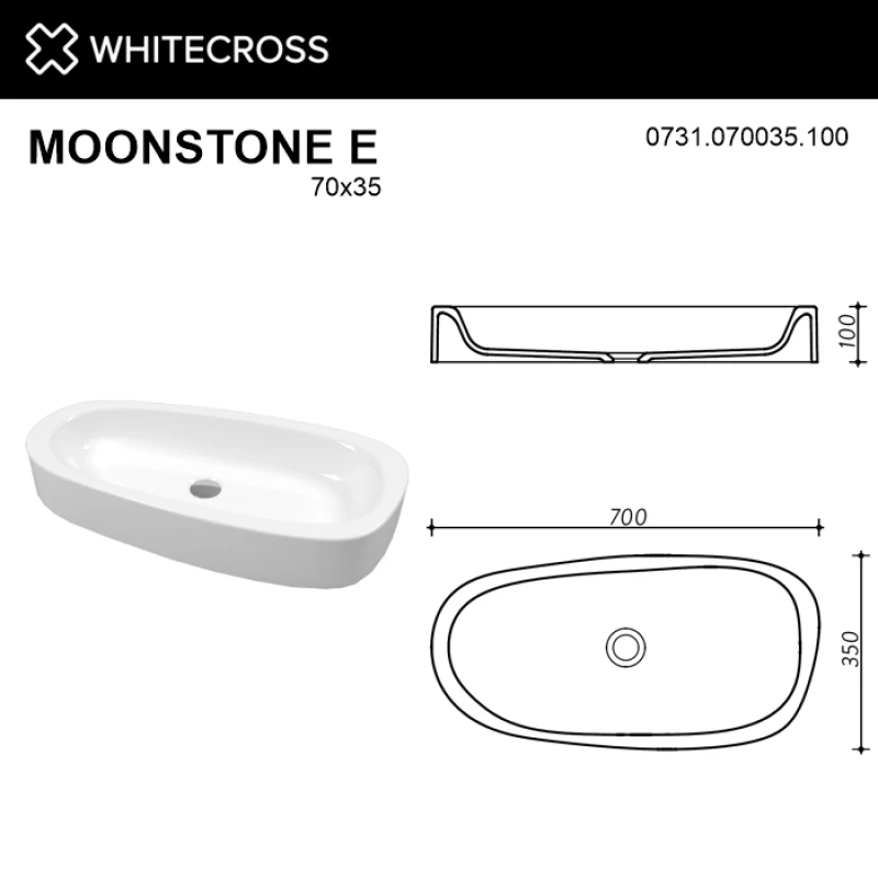 Раковина 70x35 см Whitecross Moonstone E 0731.070035.100