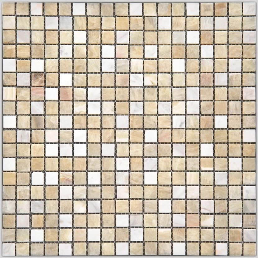 Мозаика Natural i-Tile 4MT-09-15T Мрамор белый, желтый, поверхность состаренная 29,8x29,8