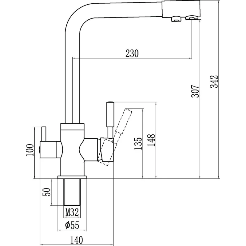 Смеситель для кухни с подключением к фильтру Savol S-L1801