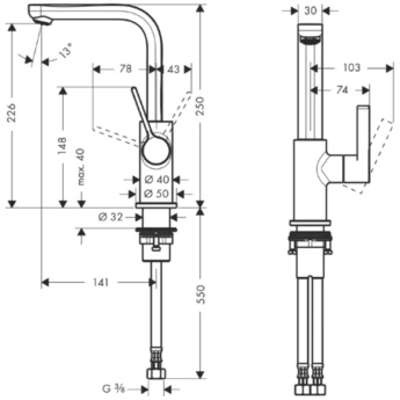 Смеситель для раковины с донным клапаном push-open Hansgrohe Metris S 31161000