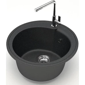 Изображение товара круглая кухонная мойка из камня zett lab модель 4 черный матовый t004q004