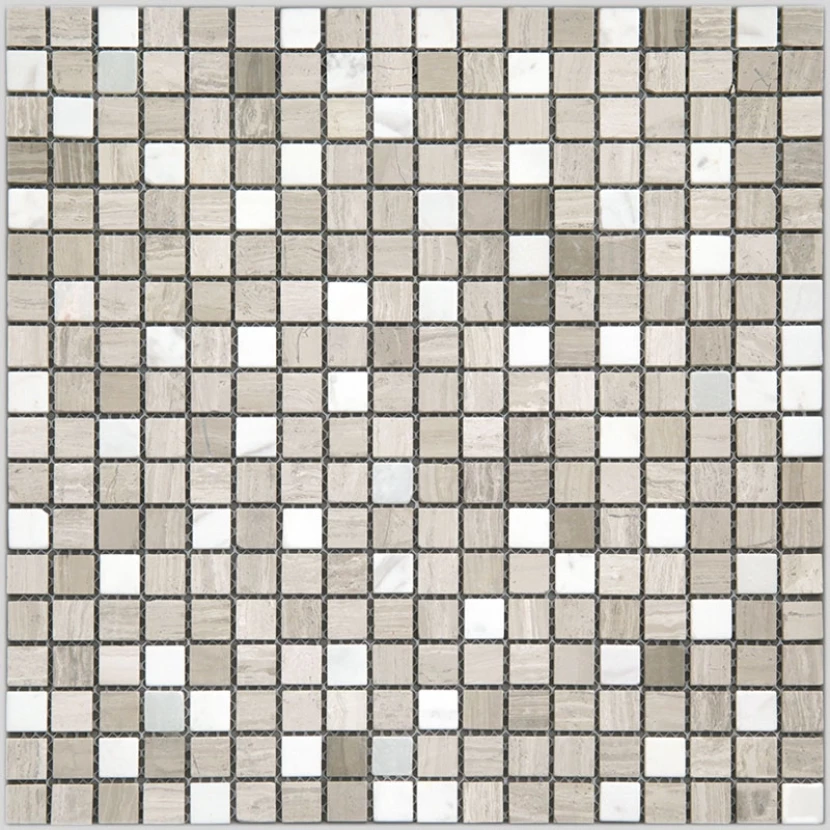 Мозаика Natural i-Tile 4MT-10-15T Мрамор белый, серый, поверхность состаренная 29,8x29,8