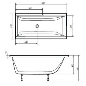 Изображение товара акриловая ванна 150x75 см alpen cleo 27611