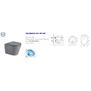 Изображение товара подвесной безободковый унитаз с сиденьем микролифт weltwasser salzbach 041 mt-gr