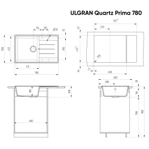 Изображение товара кухонная мойка ulgran платина prima 780-04