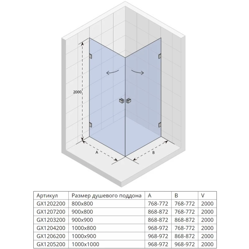 Душевой уголок 97,2x97,2 см Riho Scandic X209 G001104120 прозрачное