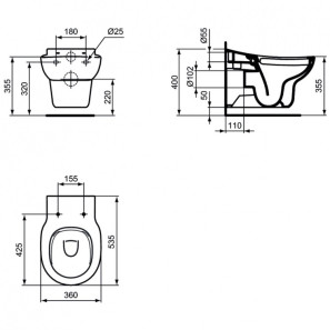 Изображение товара подвесной безободковый унитаз ideal standard contour 21 s312801