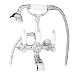Изображение товара смеситель для ванны с ручным душем хром, ручки белые cezares first first-vd-01-bi