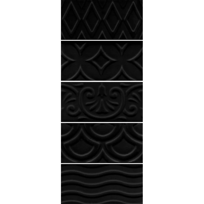 Плитка 16016 Авеллино чёрный структура Mix 7.4x15
