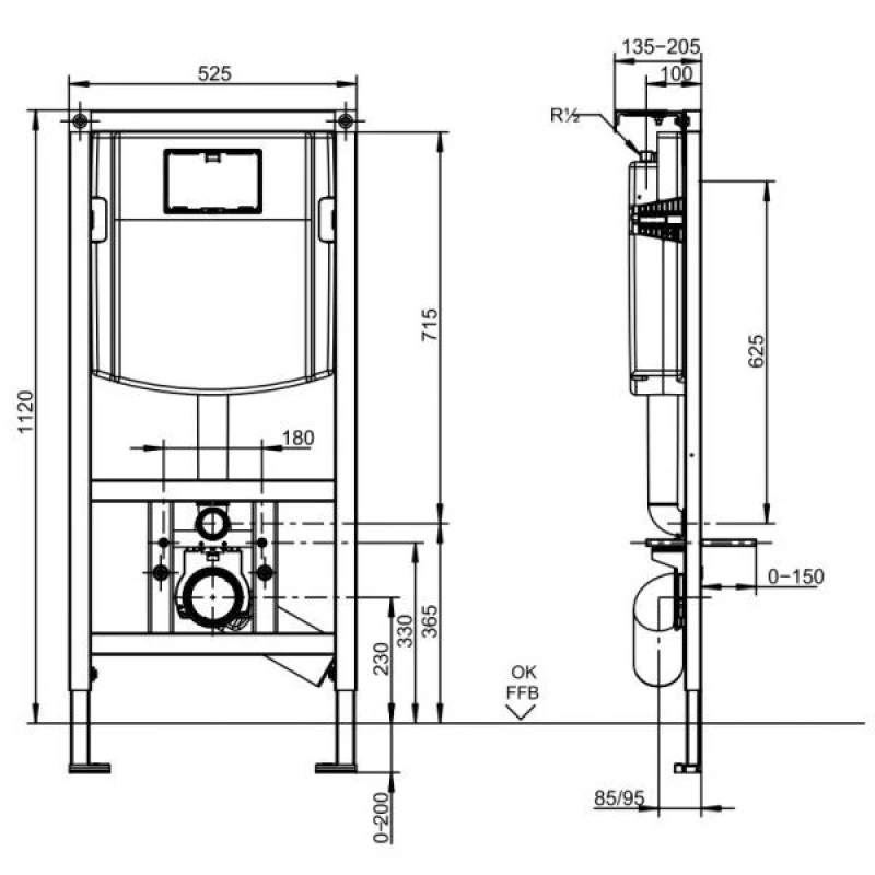 Комплект подвесной унитаз Art&Max Bianchi AM9311CHR/SC + система инсталляции Villeroy & Boch 92246100