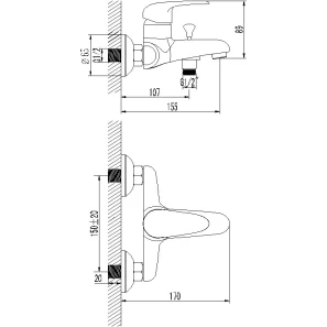 Изображение товара смеситель для ванны с душем lemark pramen lm3302c