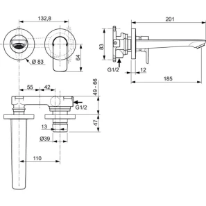 Изображение товара смеситель для раковины без донного клапана ideal standard connect air a7029gn