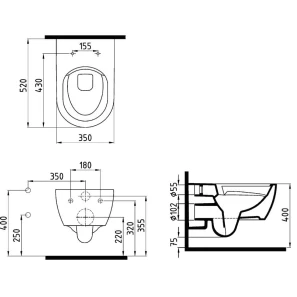 Изображение товара унитаз подвесной bewash melville hrka052n3vp1w5sz0 безободковый, с функцией биде, с сиденьем микролифт, белый