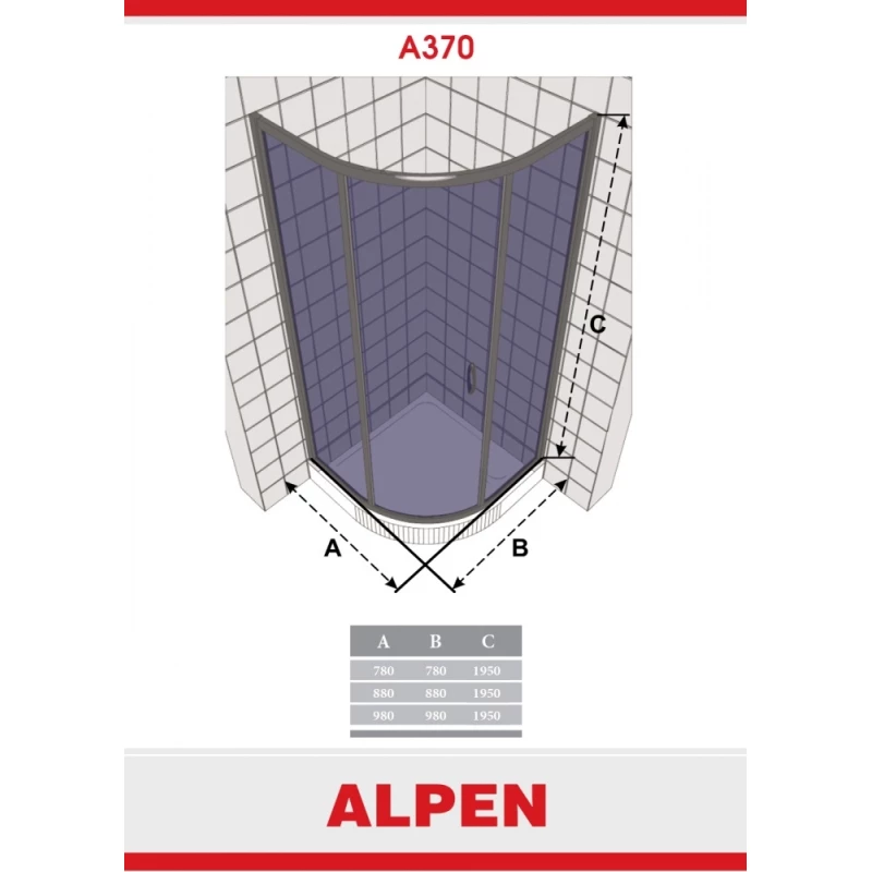 Душевой уголок Alpen Alpina Quadrant 98x98 см прозрачное стекло A370N-100