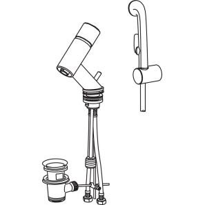 Изображение товара смеситель для раковины с донным клапаном с гигиеническим душем oras alessi one 8502f