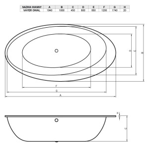 Изображение товара акриловая ванна 194x100 см без панели vayer boomerang gl000010859
