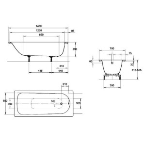 Изображение товара стальная ванна 140x70 см kaldewei eurowa 309-1 standard 