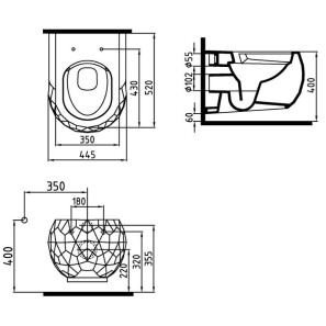 Изображение товара подвесной безободковый унитаз с функцией биде с сиденьем микролифт bien pent pnka052n1vp1w3000