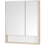 Изображение товара зеркальный шкаф 70x85 см белый матовый/дуб верона акватон сканди 1a252202sdb20