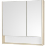 Изображение товара зеркальный шкаф 85x85 см белый матовый/дуб верона акватон сканди 1a252302sdb20