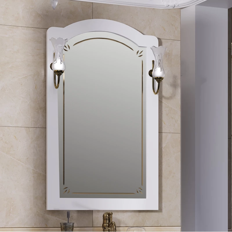 Зеркало Лоренцо 60, цвет белый матовый, вар. 2, с выключателем