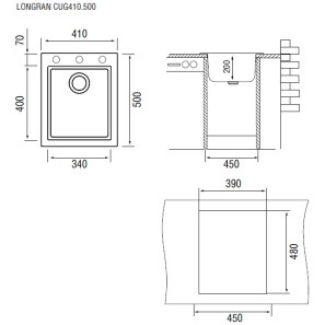 Изображение товара кухонная мойка альпина longran cube cug410.500 - 07
