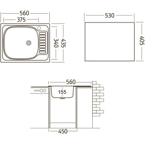 Изображение товара кухонная мойка матовая сталь ukinox классика clm560.435 ---5k 1r