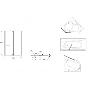 Изображение товара шторка для ванны 100 см прозрачный jacob delafon adequation e4931-ga