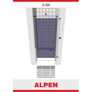 Изображение товара душевая дверь распашная alpen alpina 100 см прозрачное стекло a100n-100