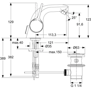 Изображение товара смеситель для биде с донным клапаном ideal standard melange a4268aa