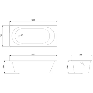 Изображение товара чугунная ванна 150x70 см с ручками timo standard 3v н0000384