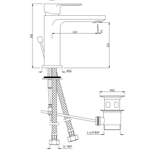 Изображение товара смеситель для раковины с донным клапаном jaquar ornamix prime orp-chr-10051bpm