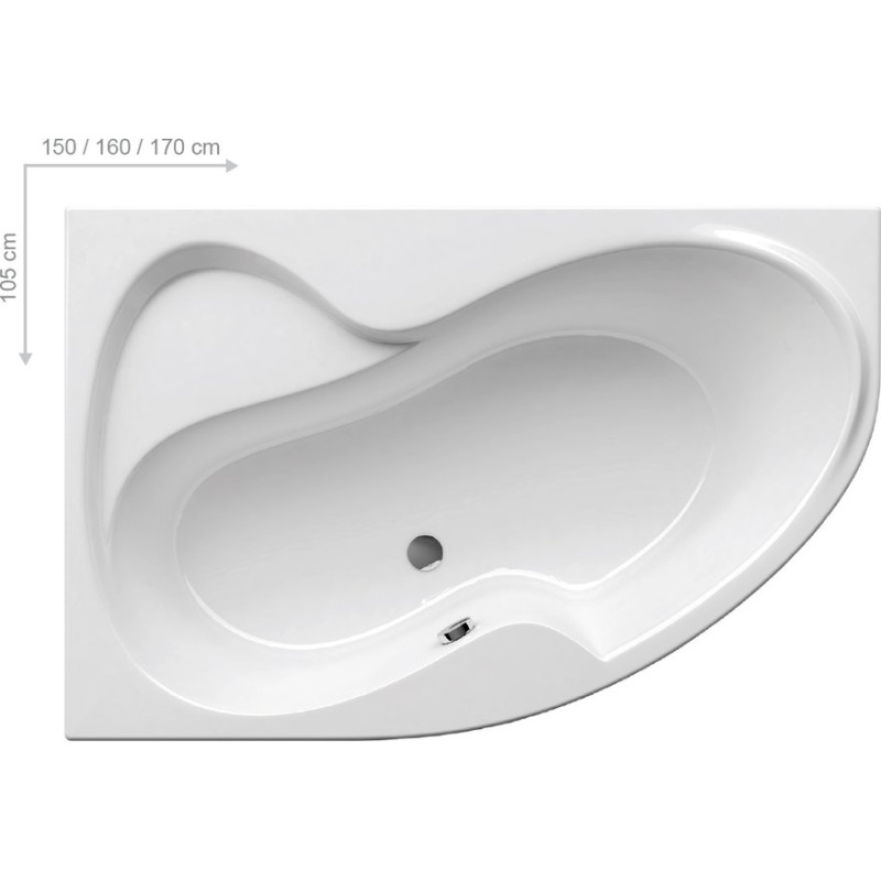 Асимметричная акриловая ванна Rosa II PU Plus 150 x 105 L Ravak CK210P0000